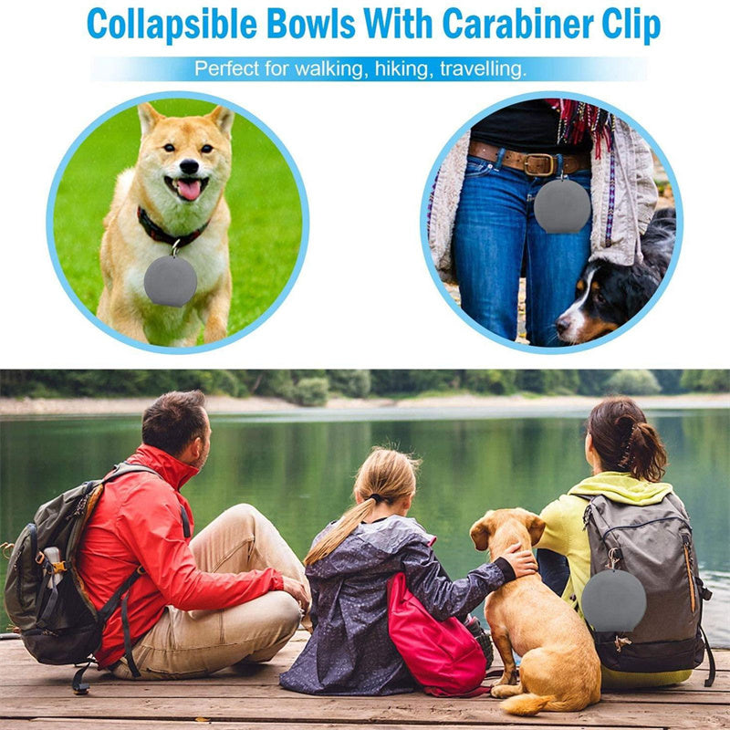 Foldable Rubber Double Pet Bowl For Convenient Travel Feeding