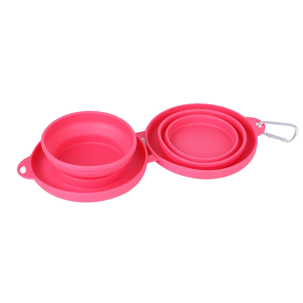 Foldable Rubber Double Pet Bowl For Convenient Travel Feeding