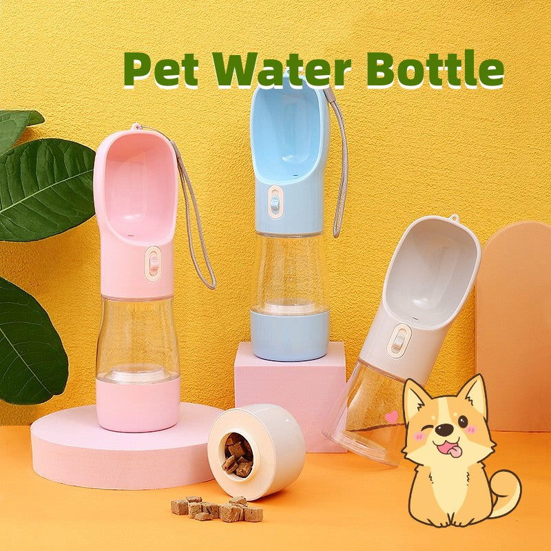 Portable Pet Water Bottle And Food Feeder For Convenient Outdoor Travel